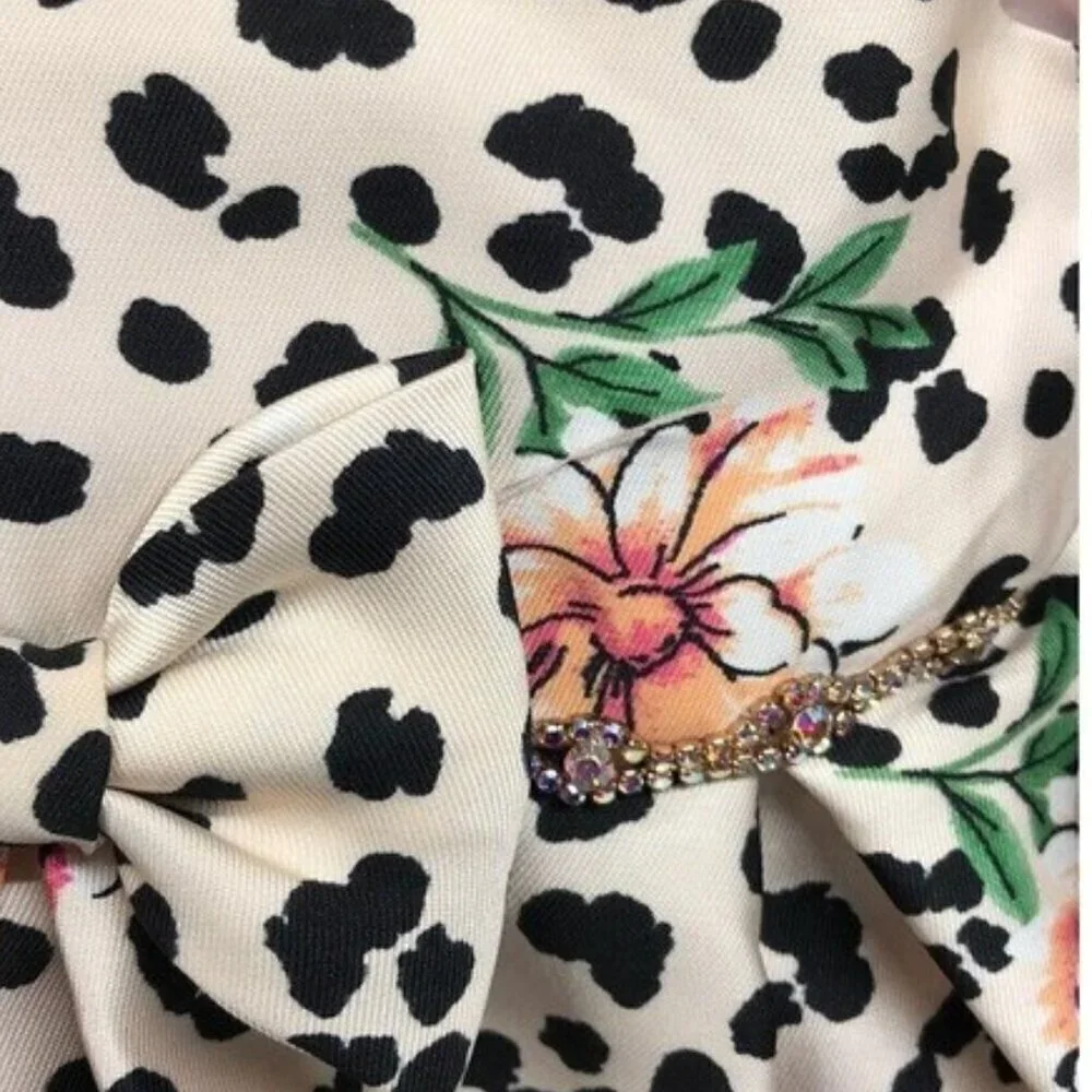 Rare Editions Blush Colored Animal/Floral Print Dress Size 18M